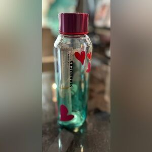 Starbucks BNWT Pink Heart Glass Water Bottle 2024 Edition